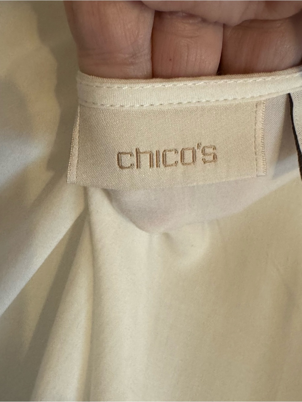 CHICO'S Cream Tunic w/Natural/Gold Embroidery 3/4 Sleeves MEDIUM #V - Picture 9 of 9